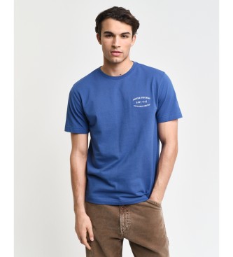 Gant Pique T-shirt with small embroidery in blue