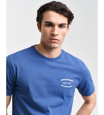 Gant Pique T-shirt with small embroidery in blue