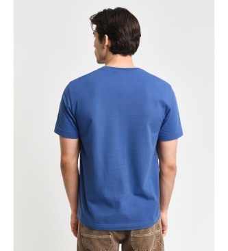 Gant Piqu T-shirt met klein borduursel in blauw