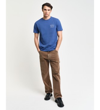 Gant Pique T-shirt with small embroidery in blue