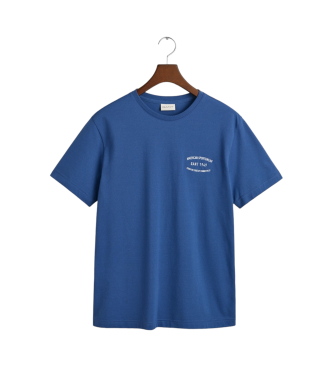 Gant Pique T-shirt with small embroidery in blue