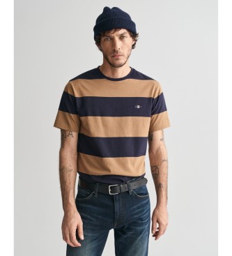 Gant T-shirt a righe larghe marrone e blu scuro