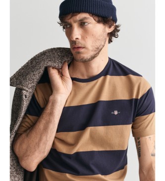 Gant T-shirt a righe larghe marrone e blu scuro