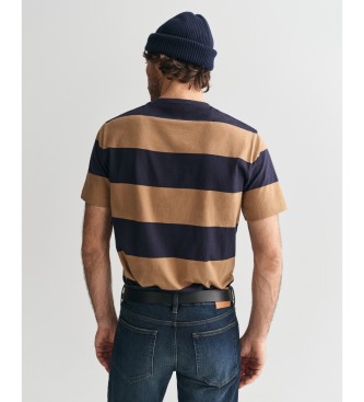 Gant T-shirt a righe larghe marrone e blu scuro