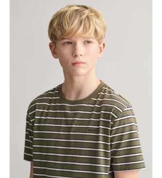 Gant T-shirt verde s riscas para adolescentes