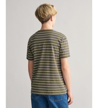 Gant T-shirt verde s riscas para adolescentes