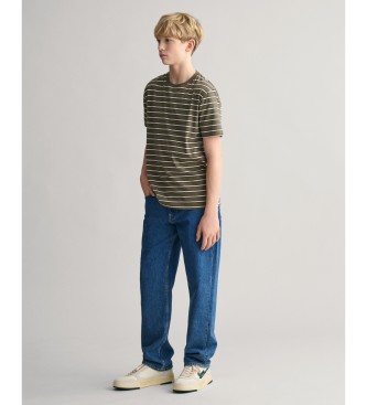 Gant T-shirt verde s riscas para adolescentes