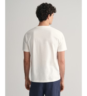 Gant T-shirt bianca con logo piccolo a contrasto