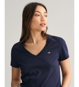 Gant T-shirt Scudo con scollo a V blu scuro