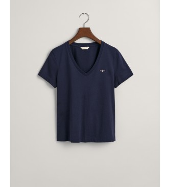 Gant T-shirt escudo com decote em V azul-marinho