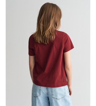 Gant Shield T-shirt with V-neck maroon