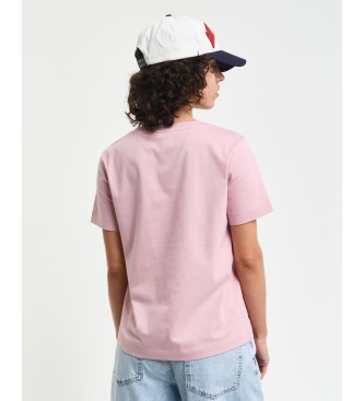 Gant T-shirt com decote em V Shield cor-de-rosa