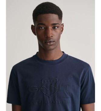 Gant T-shirt blu scuro con scudo d'archivio tonale