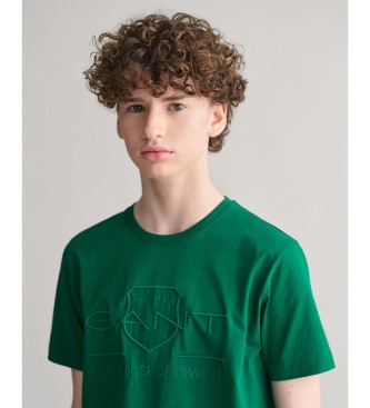 Gant T-shirt verde per ragazzi con scudo tonale