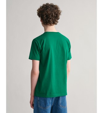 Gant T-shirt verde per ragazzi con scudo tonale