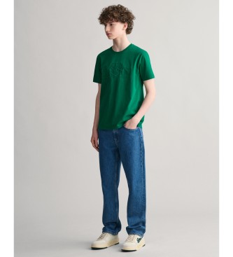 Gant T-shirt verde per ragazzi con scudo tonale