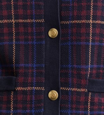 Gant Cardigan en tricot à carreaux marine