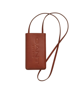 Gant Usnjena denarnica za obešanje okoli vratu rjave barve