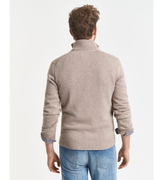 Gant Casual beige cotton half-zip sweater