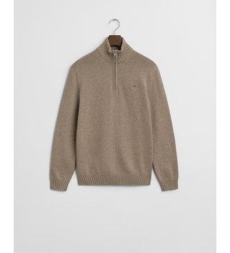 Gant Casual beige cotton half-zip sweater
