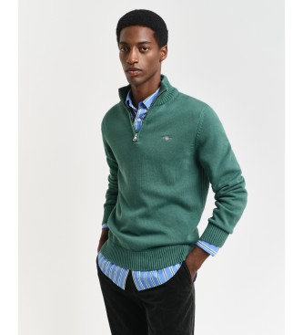 Gant Pull en coton semi-zipp Vert dcontract  