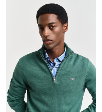 Gant Pull en coton semi-zipp Vert dcontract  