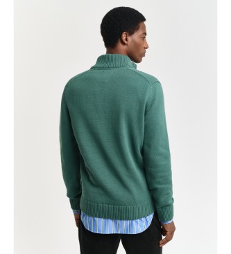 Gant Pull en coton semi-zipp Vert dcontract  