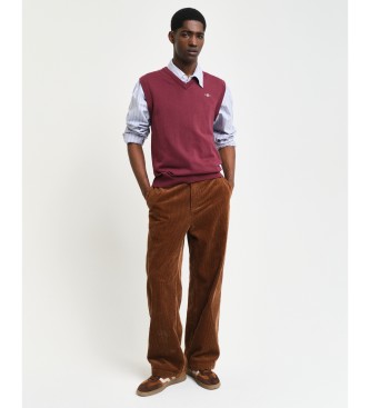 Gant Classic cotton waistcoat maroon