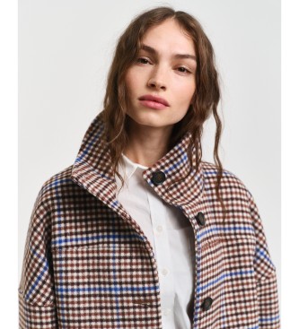 Gant Short Wool Checked Jacket brown