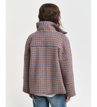 Gant Short Wool Checked Jacket brown