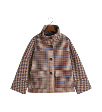 Gant Short Wool Checked Jacket brown