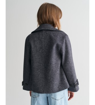 Gant Kurze Wolljacke mit Fischgrtmuster in Marineblau