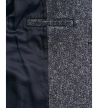 Gant Short Wool Jacket With Navy Herringbone Pattern