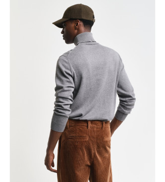 Gant Pull  col roul en coton gris classique