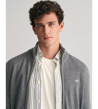 Gant Casual cotton cardigan with grey zip fastening