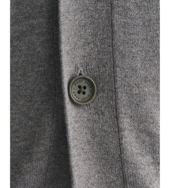 Gant Cardigan classico in cotone grigio con scollo a V