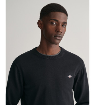 Gant Classic black cotton crew neck jumper