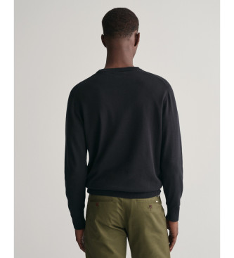 Gant Classic black cotton crew neck jumper