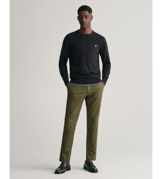 Gant Classic black cotton crew neck jumper