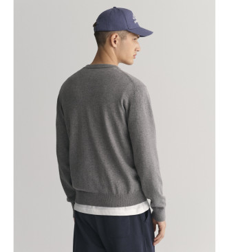 Gant Maglione girocollo classico in cotone grigio