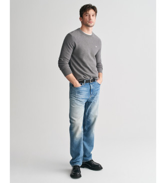 Gant Cotton jersey with round neck and grey microtexture