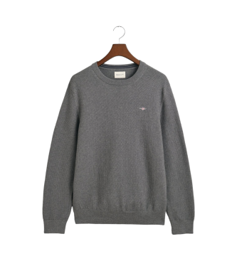 Gant Cotton jersey with round neck and grey microtexture