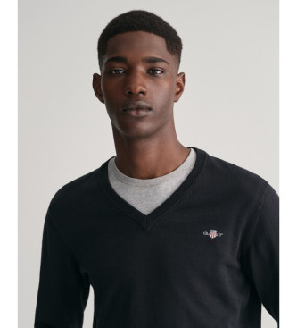 Gant Pull classique en coton noir  col en V