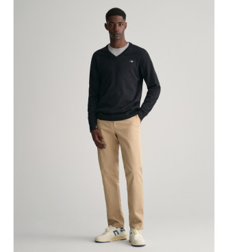 Gant Pull classique en coton noir  col en V