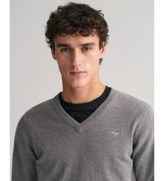 Gant Classico maglione grigio con scollo a V