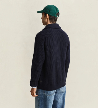 Gant Marineblauw geribbeld vest