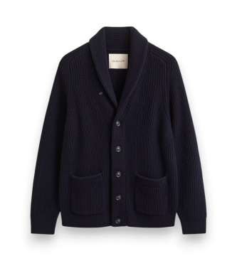 Gant Marineblauw geribbeld vest