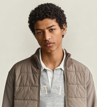 Gant Hybride vest met rits, taupe