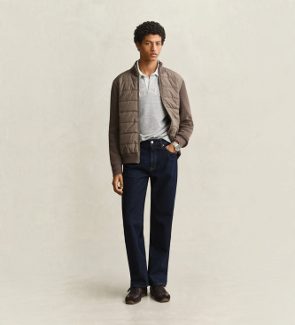 Gant Hybride vest met rits, taupe