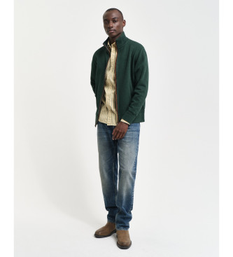 Gant Cárdigan Sacker Rib con cremallera verde